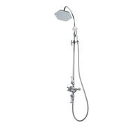 Milano Earlham Chrome Art Deco Triple Thermostatic Mixer Valve Shower Head Handset Riser Rail