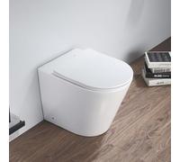 Milano Elements Chalk Round Back to Wall Toilet WC Pan Soft Close Seat