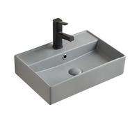 Milano Elements Pebble Rectangular Wall Hung 1 Tap Hole Bathroom Basin Sink - 500mm x 350mm
