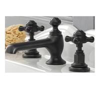 Milano Elizabeth 3 Tap Hole Basin Mixer Tap Crosshead Handles - Black