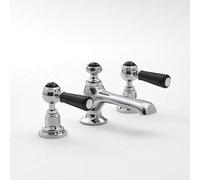 Milano Elizabeth 3 Tap-Hole Basin Mixer Tap Lever Handles - Chrome Black