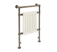 Milano Elizabeth 600W Dark Brushed Brass Cast Iron Style Electric Heated Towel Rail - 930mm x 620mm