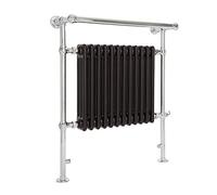 Milano Elizabeth 800W Chrome Black Cast Iron Electric Overhanging Heated Towel Rail - 930mm x 790mm