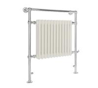 Milano Elizabeth 800W Chrome White Cast Iron Style Electric Heated Towel Rail - 930mm x 790mm