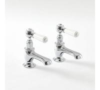 Milano Elizabeth Basin Pillar Taps Lever Handles - Chrome White