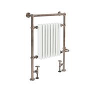Milano Elizabeth Bronze White Cast Iron Style Dual Fuel Heated Towel Rail WiFi Valves - 930 x 620mm