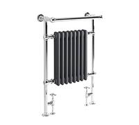 Milano Elizabeth Chrome Anthracite Dual Fuel Heated Towel Rail Valves - 930mm x 620mm