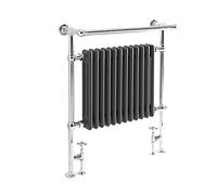 Milano Elizabeth Chrome Anthracite Dual Fuel Heated Towel Rail Valves - 930mm x 790mm