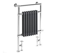 Milano Elizabeth Chrome Anthracite Dual Fuel Heated Towel Rail Valves Cable Cover- 930mm x 620mm