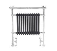 Milano Elizabeth Chrome Anthracite Heated Towel Rail Overhanging Rail - 930mm x 790mm