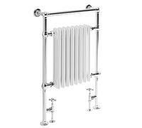 Milano Elizabeth Chrome White Dual Fuel Heated Towel Rail Valves - 930mm x 620mm