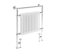Milano Elizabeth Chrome White Dual Fuel Heated Towel Rail Valves - 930mm x 790mm