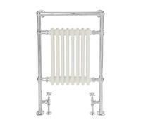 Milano Elizabeth Chrome White Heated Towel Rail - 930mm x 620mm