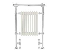 Milano Elizabeth Chrome White Heated Towel Rail Overhanging Rail - 930mm x 620mm