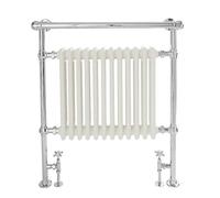 Milano Elizabeth Chrome White Heated Towel Rail Overhanging Rail - 930mm x 790mm