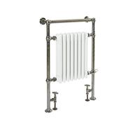 Milano Elizabeth Dark Gold White Dual Fuel Heated Towel Rail Valves - 930mm x 620mm