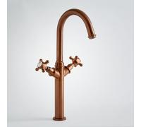 Milano Elizabeth High Rise Bathroom Basin Mixer Tap Crosshead Handles - Brushed Copper