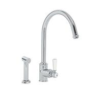 Milano Elizabeth Lever Handle Kitchen Sink Mixer Tap Swivel Spout Spray - Chrome White