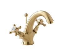 Milano Elizabeth Mono Basin Mixer Tap Crosshead Handles - Brushed Brass