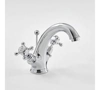 Milano Elizabeth - Traditional Mono Basin Mixer Tap Crosshead Handles - Chrome White