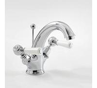 Milano Elizabeth - Traditional Mono Basin Mixer Tap Lever Handles - Chrome White