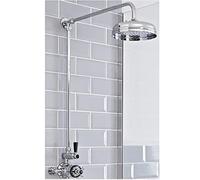 Milano Elizabeth Rigid Riser Thermostatic Mixer Valve Round Shower Head - Chrome Black
