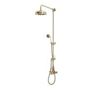Milano Elizabeth Rigid Riser Thermostatic Mixer Valve Round Shower Head Handset - Brass
