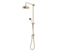 Milano Elizabeth Rigid Riser Thermostatic Mixer Valve Round Shower Head Handset - Brushed Brass