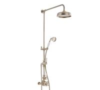 Milano Elizabeth Rigid Riser Thermostatic Mixer Valve Round Shower Head Handset - Brushed Nickel