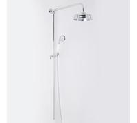Milano Elizabeth Rigid Riser Thermostatic Mixer Valve Round Shower Head Handset - Chrome White