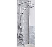Milano Elizabeth Rigid Riser Thermostatic Mixer Valve Shower Head Handset Bath Spout - Chrome White