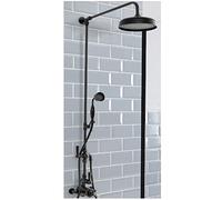 Milano Elizabeth Rigid Riser Thermostatic Mixer Valve Shower Head Handset - Black