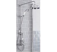 Milano Elizabeth Rigid Riser Thermostatic Mixer Valve Shower Head Handset - Chrome