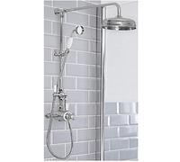 Milano Elizabeth Rigid Riser Thermostatic Mixer Valve Shower Head Handset - Chrome White