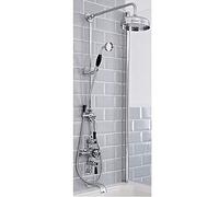 Milano Elizabeth Rigid Riser Thermostatic Valve Round Shower Head Handset Bath Spout - Chrome