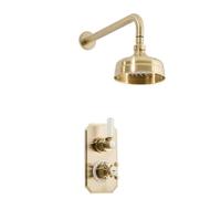 Milano Elizabeth Thermostatic Mixer Valve 150mm Round Shower Head Arm - Brushed Brass