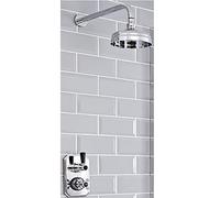 Milano Elizabeth Thermostatic Mixer Valve 155mm Round Shower Head Arm - Chrome Black