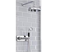 Milano Elizabeth Thermostatic Mixer Valve 200mm Round Shower Head Handset - Chrome Black
