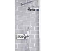 Milano Elizabeth Thermostatic Mixer Valve 200mm Round Shower Head Handset - Chrome White