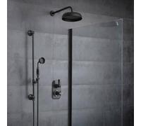 Milano Elizabeth Thermostatic Mixer Valve 200mm Shower Head Riser Rail - Black