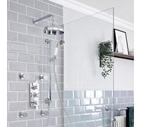 Milano Elizabeth Thermostatic Mixer Valve 200mm Shower Head Riser Rail Body Jets - Chrome White
