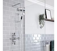 Milano Elizabeth Thermostatic Mixer Valve 200mm Shower Head Riser Rail - Chrome Black