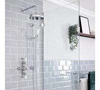 Milano Elizabeth Thermostatic Mixer Valve 200mm Shower Head Riser Rail - Chrome White