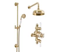 Milano Elizabeth Thermostatic Mixer Valve 205mm Shower Head Riser Rail - Brass