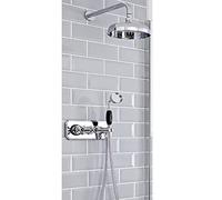 Milano Elizabeth Thermostatic Mixer Valve 300mm Shower Head Handset - Chrome Black