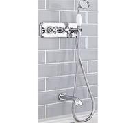 Milano Elizabeth Thermostatic Mixer Valve Bath Spout Hand Shower - Chrome White