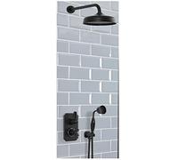 Milano Elizabeth Thermostatic Mixer Valve Hand Shower 200mm Round Shower Head - Black