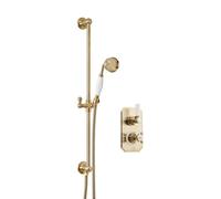 Milano Elizabeth Thermostatic Mixer Valve Riser Rail Hand Shower Kit - Brass