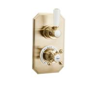 Milano Elizabeth Traditional 1 Outlet Concealed Twin Thermostatic Mixer Shower Valve - Brass