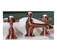 Milano Elizabeth Traditional 3 Tap-Hole Basin Mixer Tap Crosshead Handles - Brushed Copper